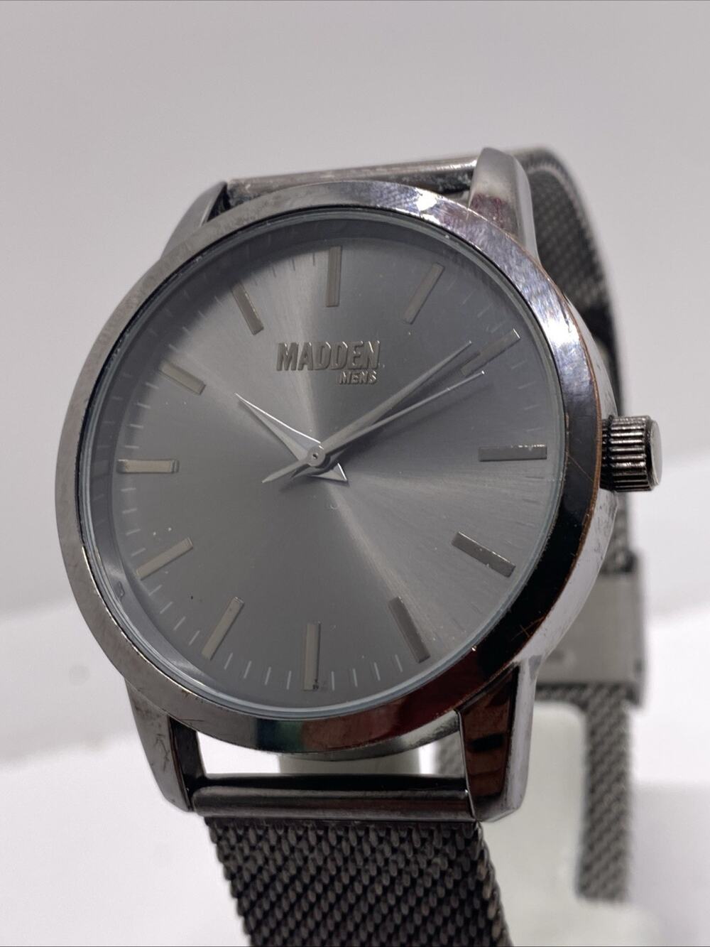 Madden New York Unisex Dark Metallic Watch New Battery